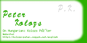 peter kolozs business card